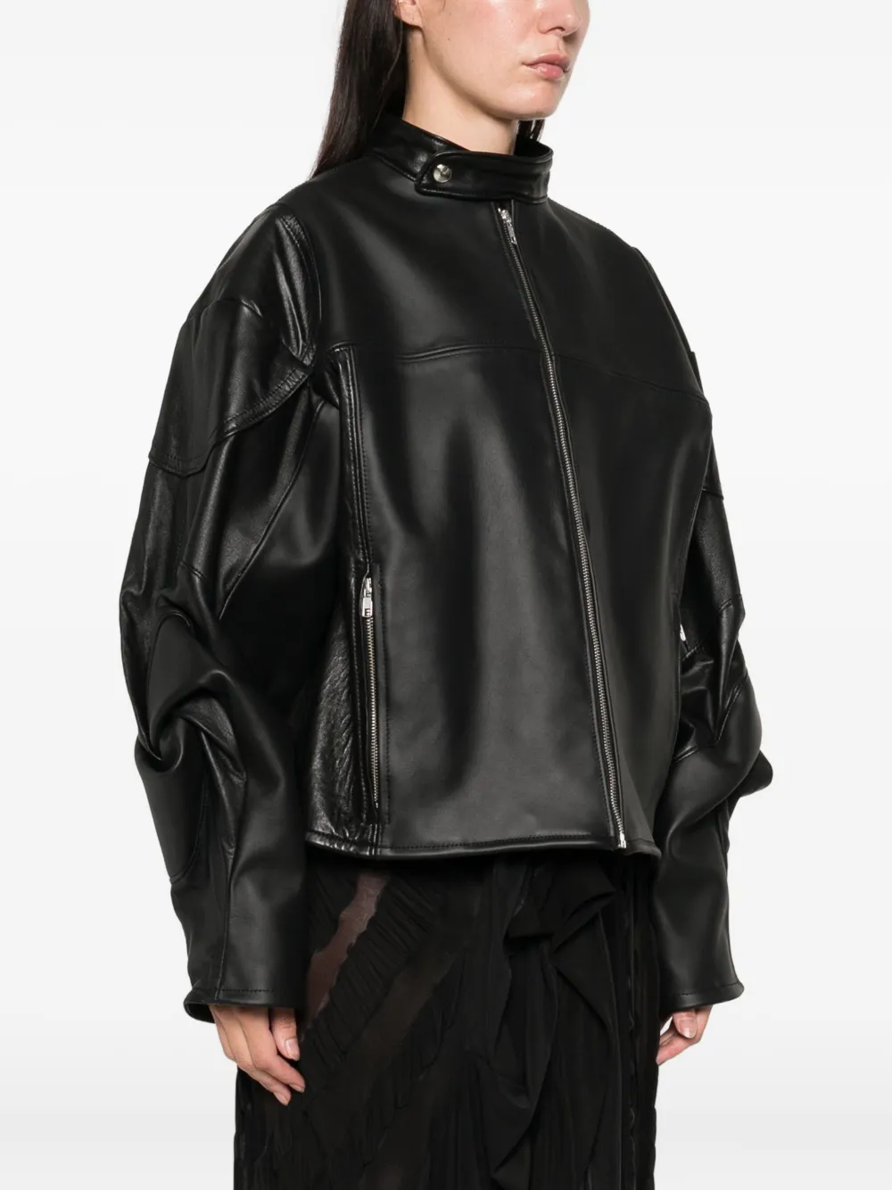 Anni Salonen Rose-detail Leather Jacket In Black