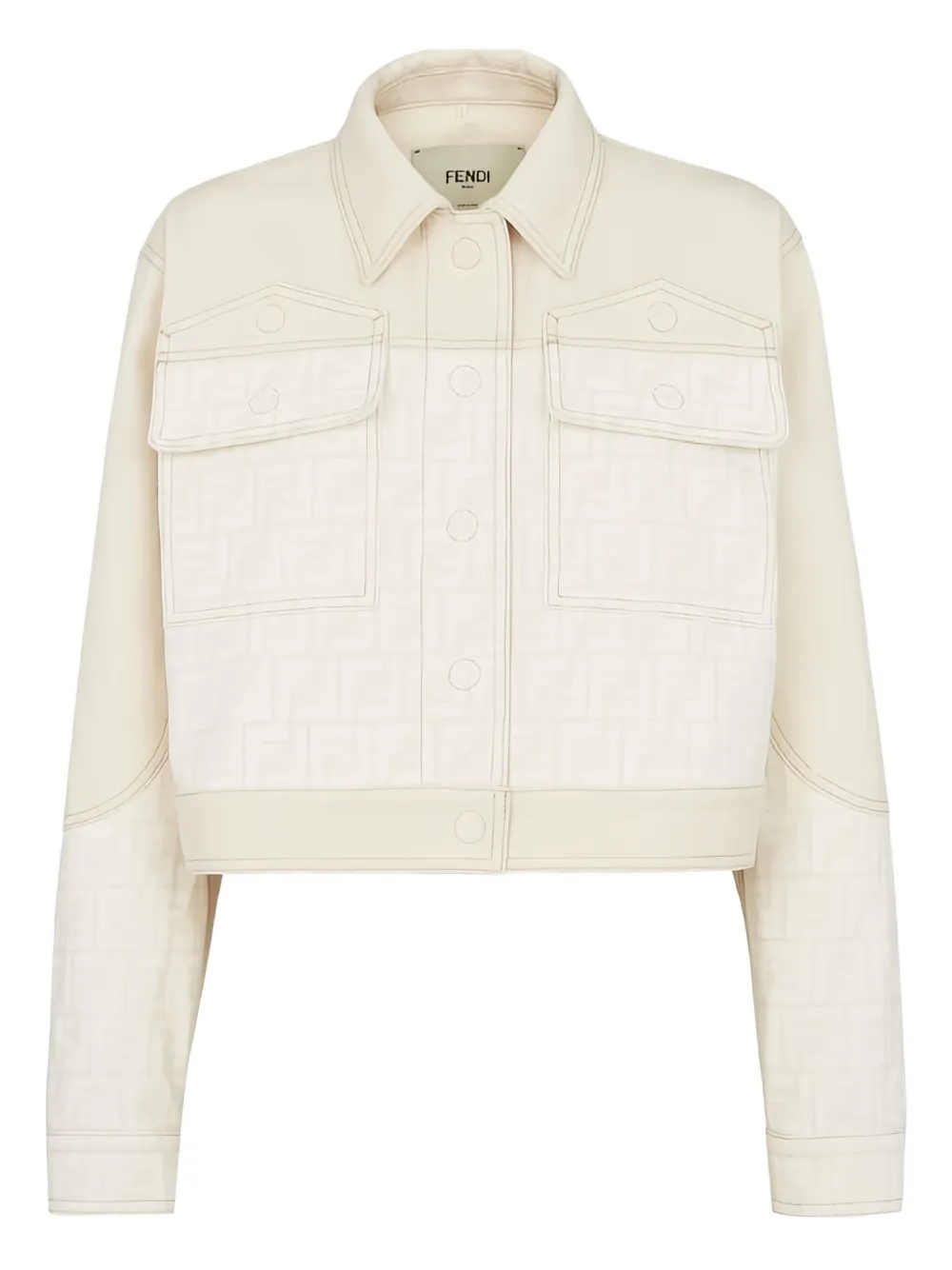FENDI Denim jack met FF-logo Wit