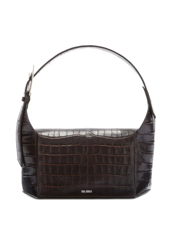 The Attico 7/7 crocodile-effect Shoulder Bag Brown FARFETCH EG