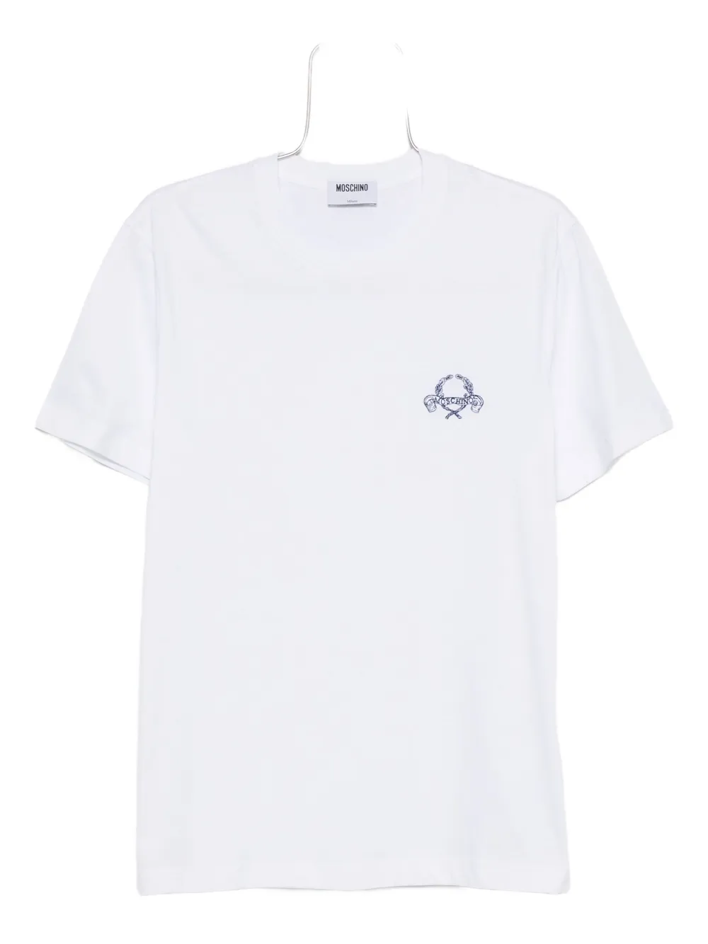 Moschino logo-embroidered cotton T-shirt Wit