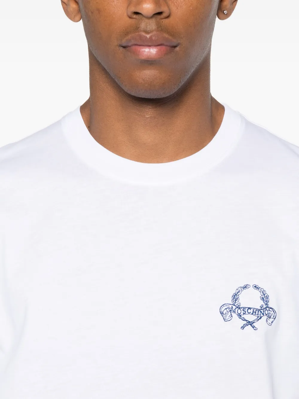 Moschino logo-embroidered cotton T-shirt Wit