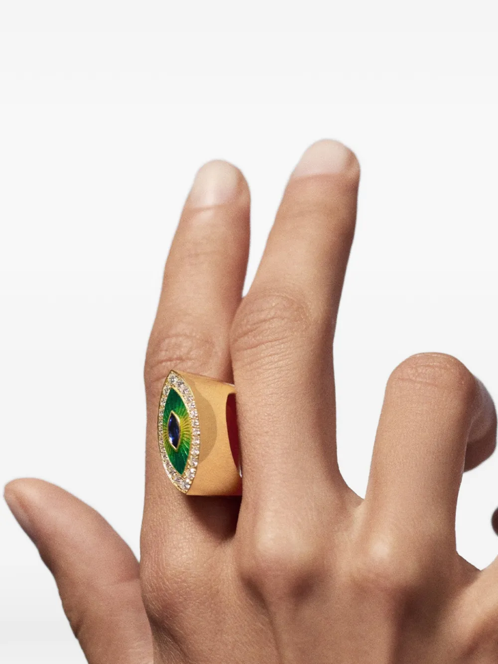 Marie Lichtenberg Evil Eye Metric Diamond Ring in Gold, view 3