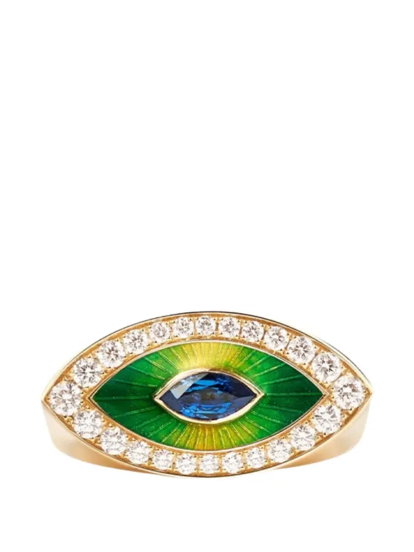 Marie Lichtenberg Evil Eye Metric Diamond Ring in Gold