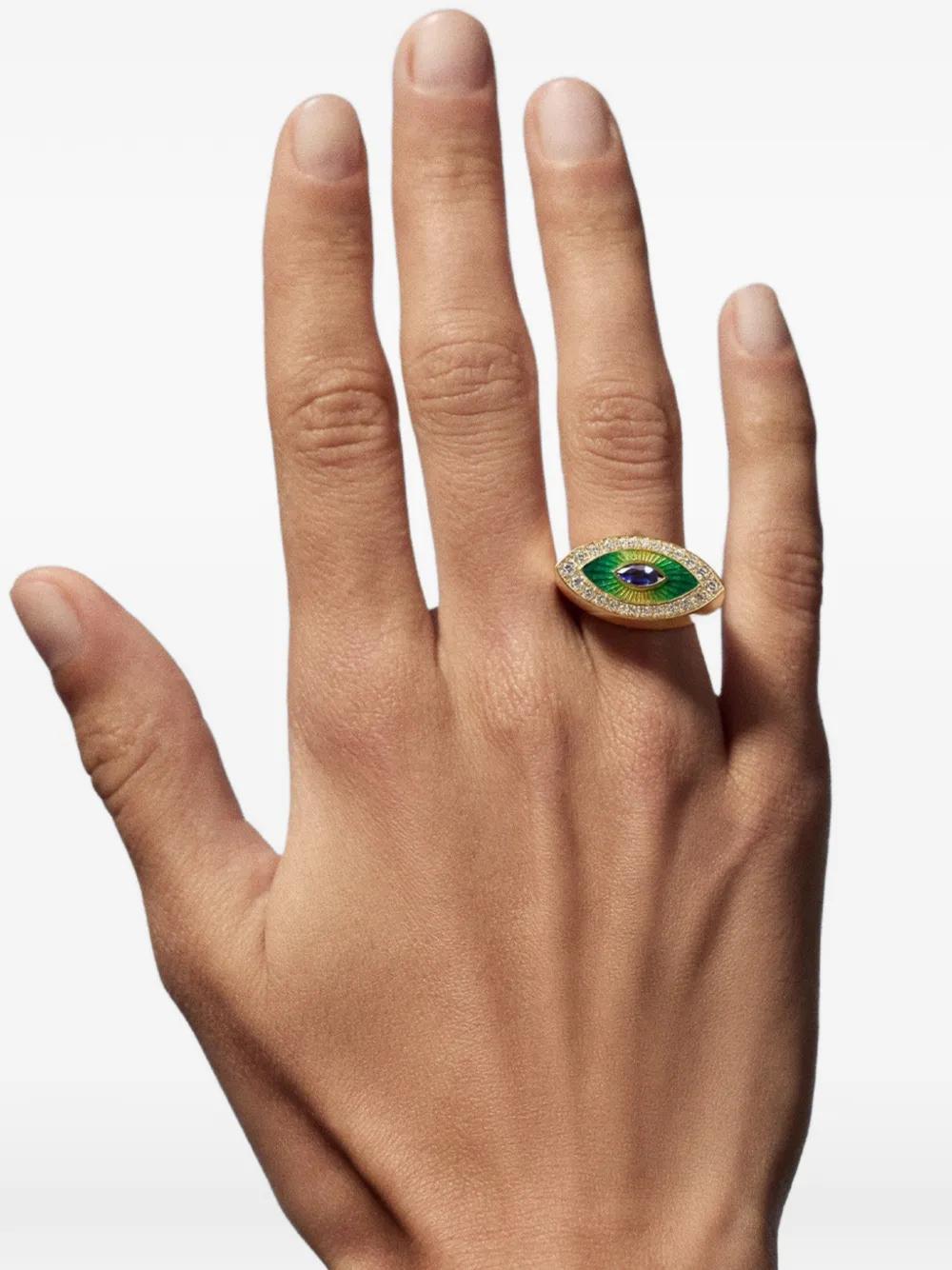 Marie Lichtenberg Evil Eye Metric Diamond Ring in Gold, view 2