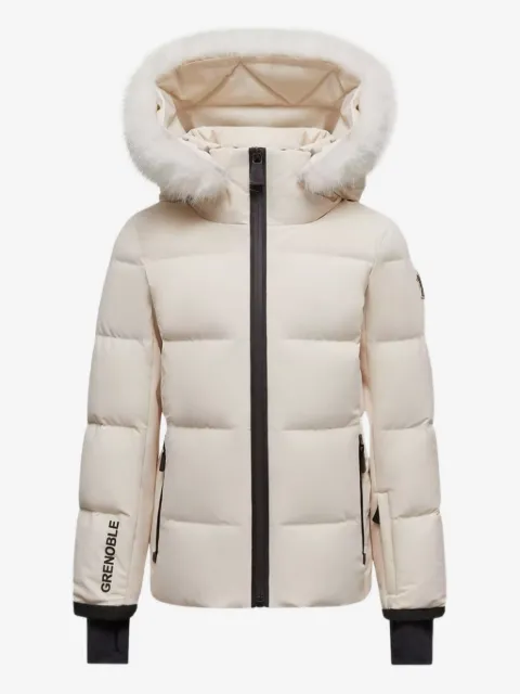 Moncler Enfant chamarra con capucha de pelo artificial