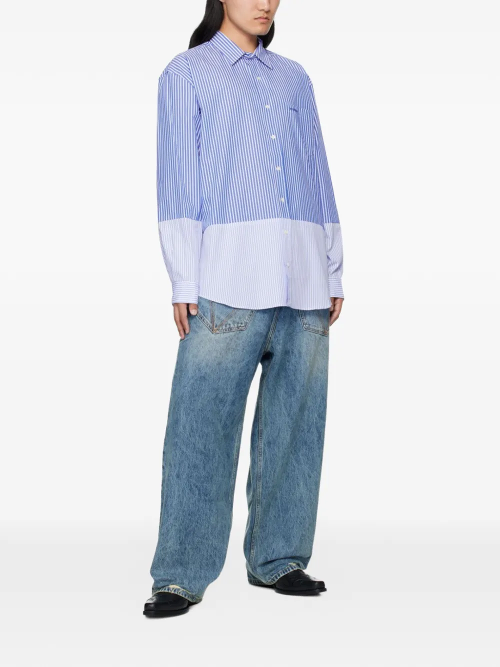 VETEMENTS Gestreept blouse met zak - Blauw