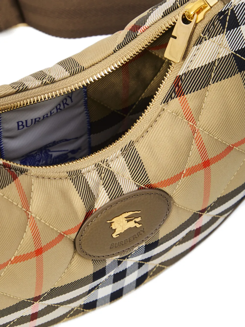 Burberry Horseshoe check quilted cross body bag Beige