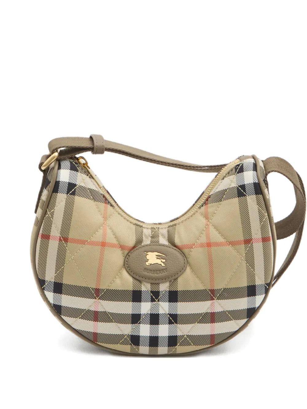Burberry Horseshoe check quilted cross body bag Beige