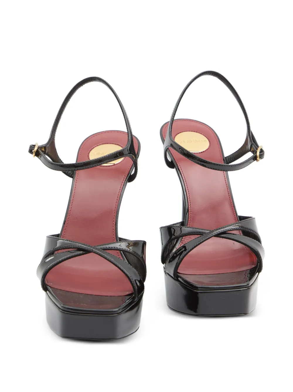 Saint Laurent 110mm Crossover Platform Sandals In Black