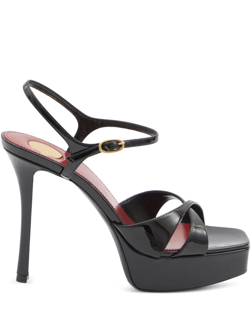Saint Laurent 110mm crossover platform sandals Black