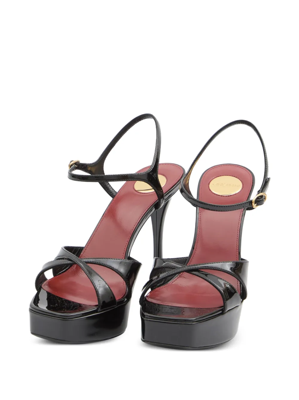 Saint Laurent 110mm Crossover Platform Sandals In Black