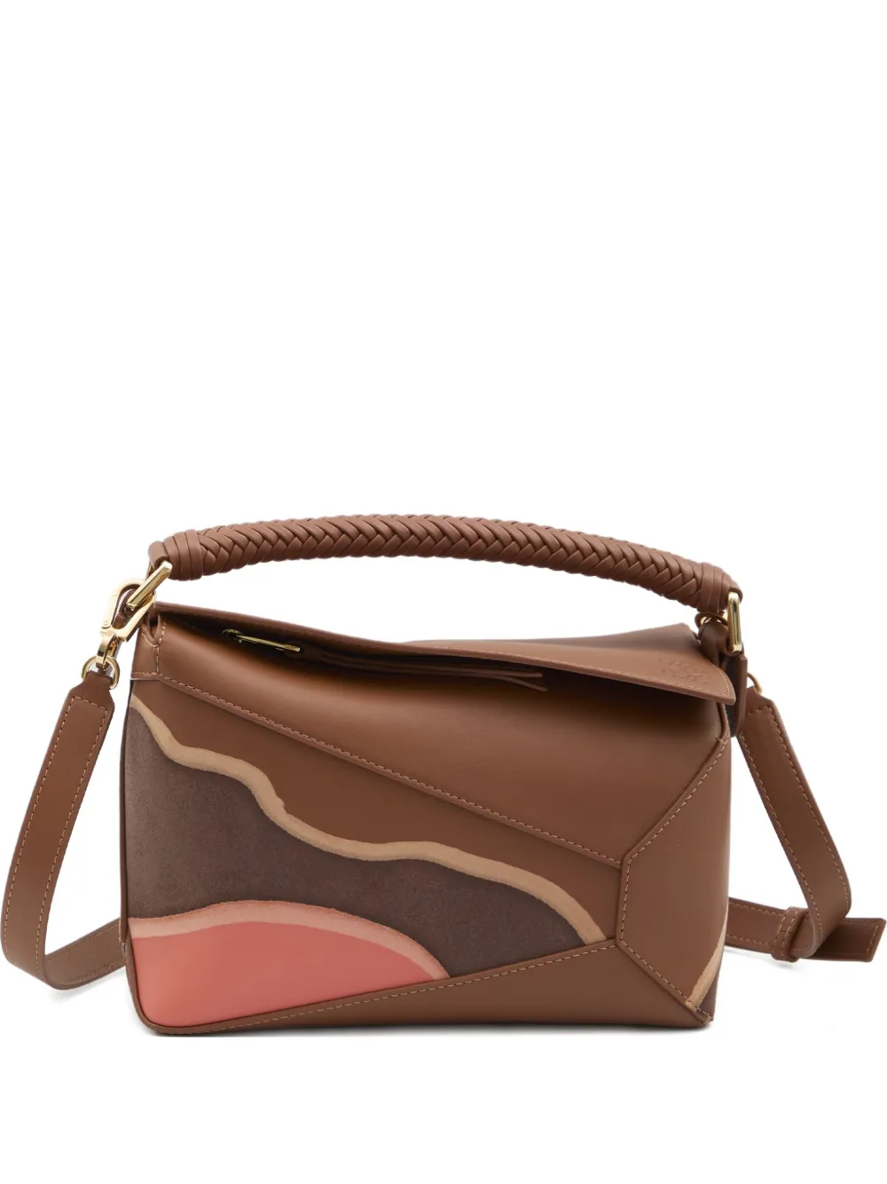 LOEWE small Puzzle Edge calfskin tote bag Bruin