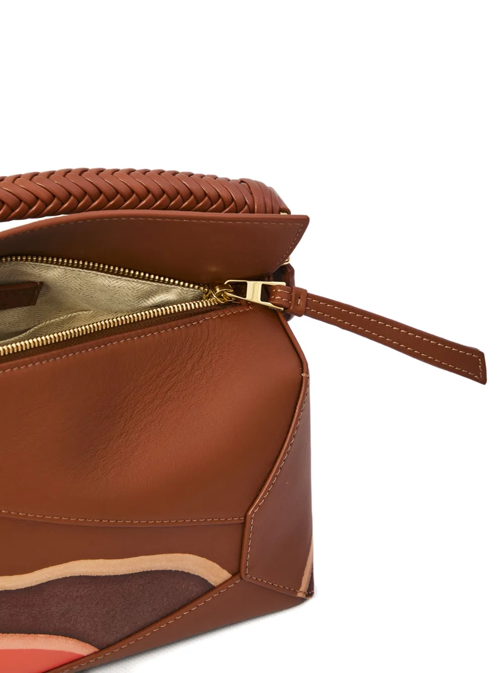 LOEWE small Puzzle Edge calfskin tote bag Bruin