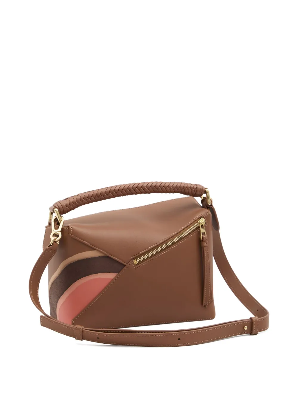 LOEWE small Puzzle Edge calfskin tote bag Bruin