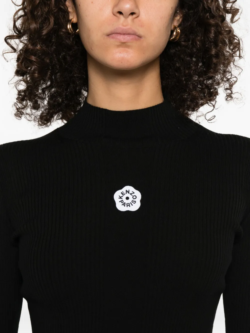 Kenzo Boke Flower 2.0 top met lange mouwen en gedrapeerde hals Zwart
