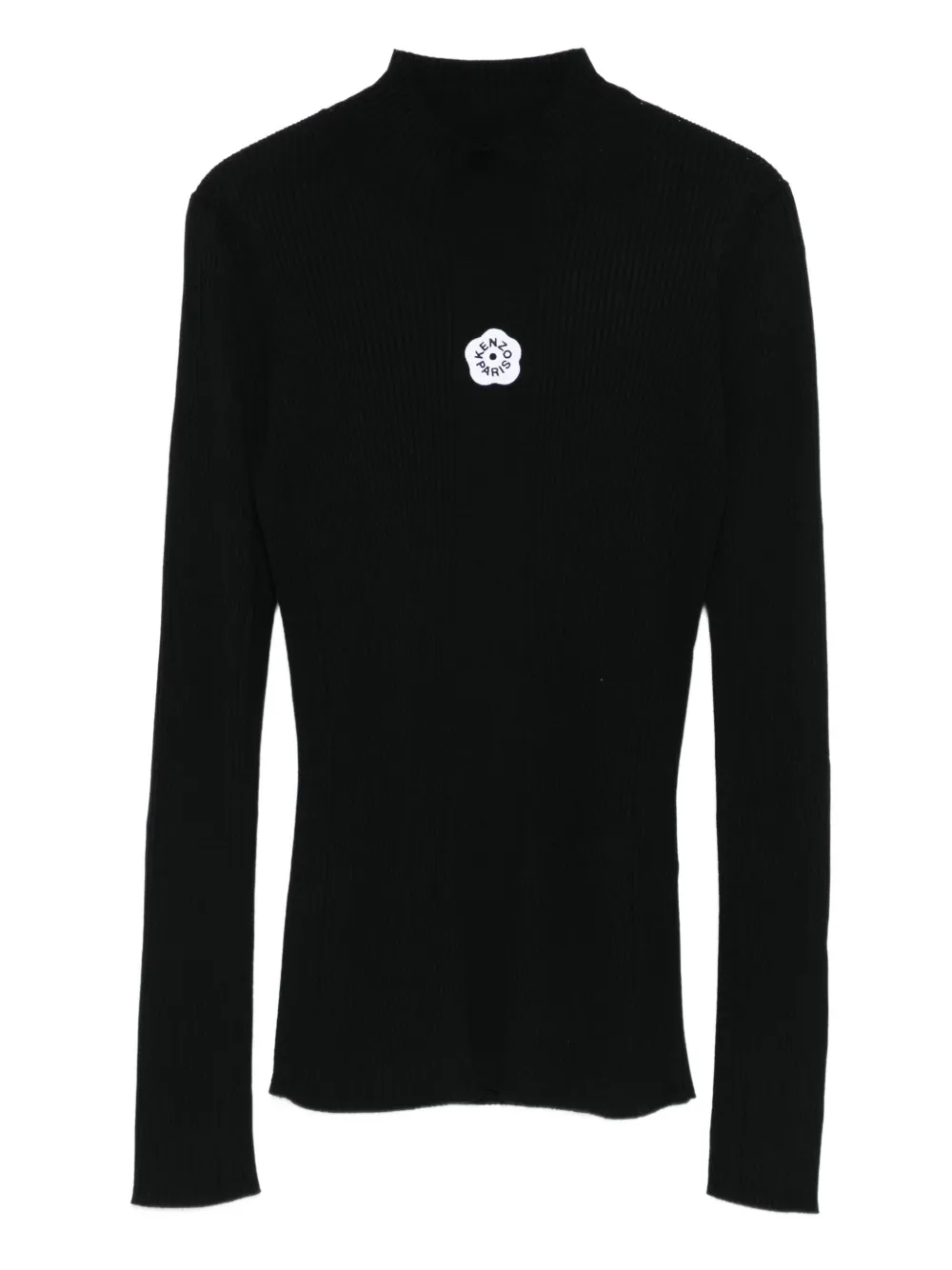 Kenzo Boke Flower 2.0 Mock-neck Long-sleeve Top In Black