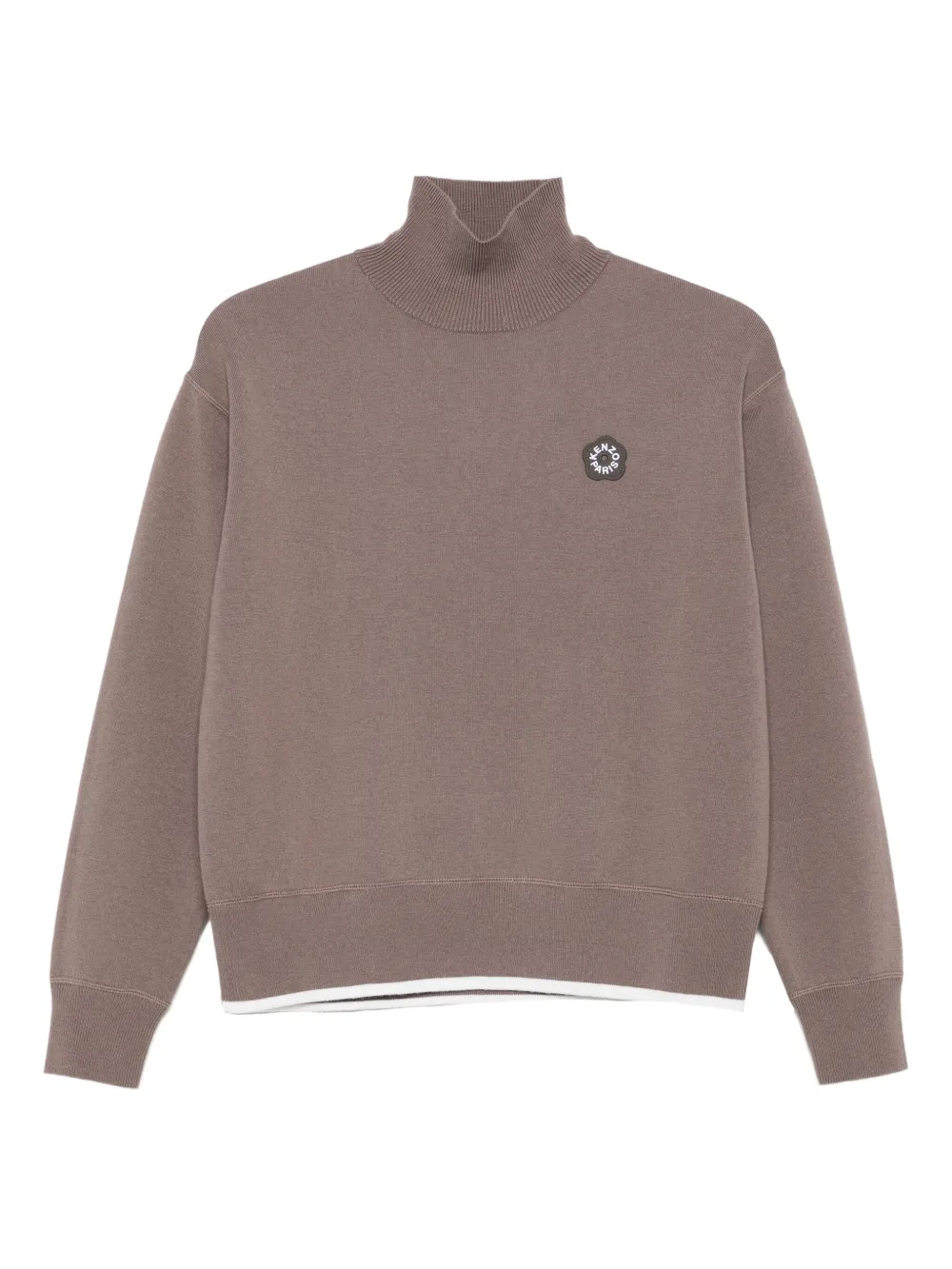 Kenzo Boke Flower 2.0 Embroidered High-neck Sweater In Brown