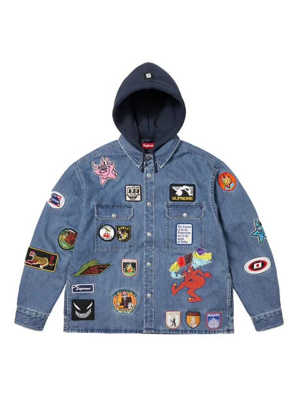 Supreme Hooded Stadium Jacket Blue M