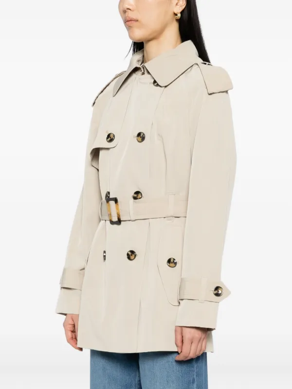 London Fog Hooded Belted Short Trench Coat Neutrals FARFETCH IN