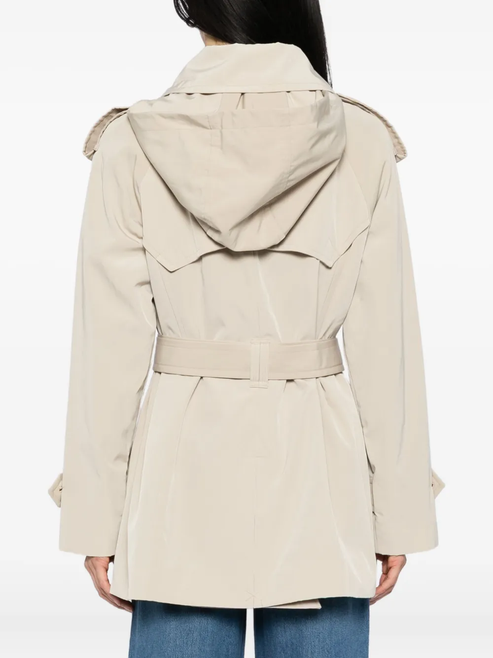 London Fog Korte trenchcoat met capuchon en ceintuur Beige