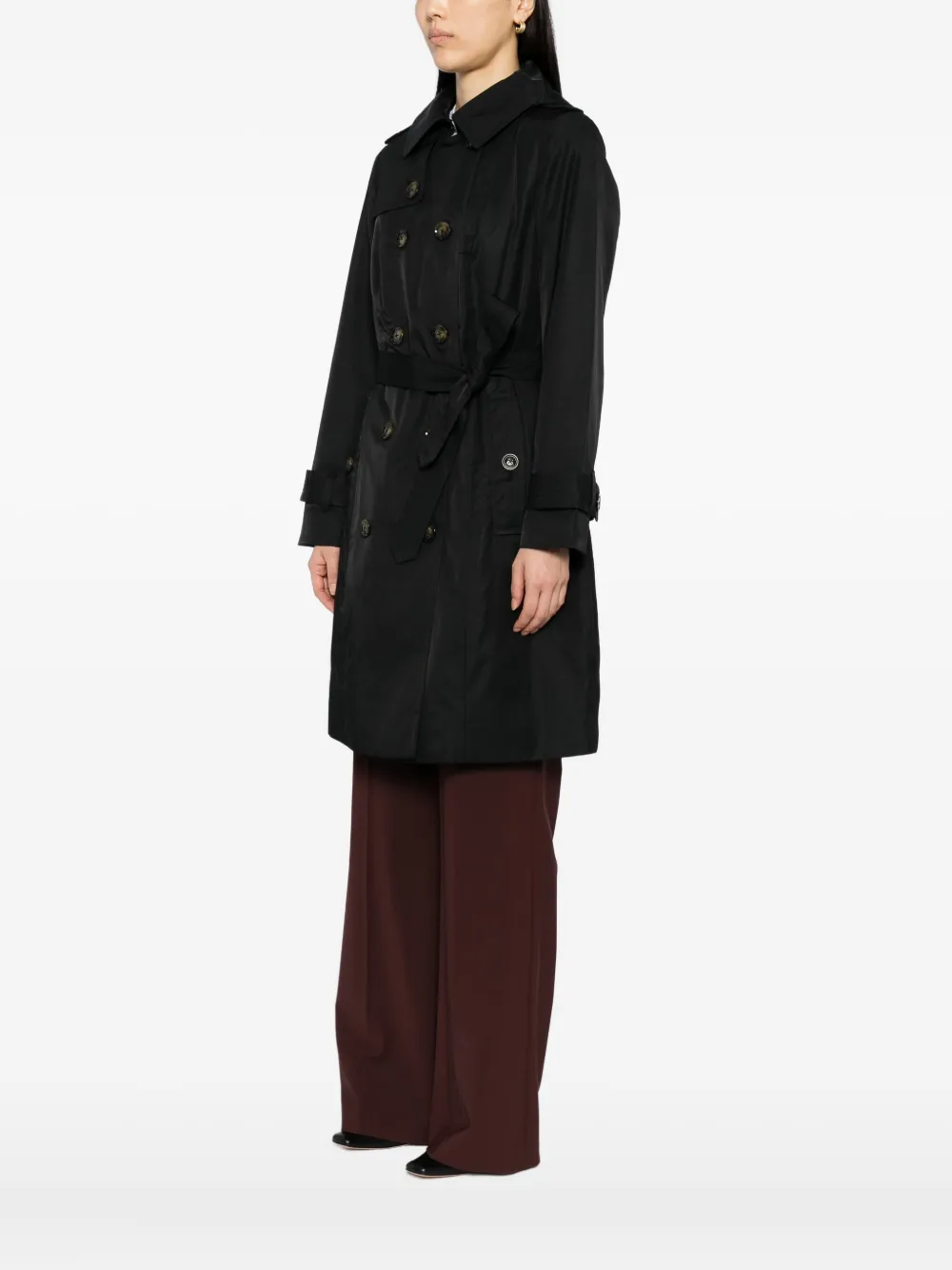 London Fog Trenchcoat met dubbele rij knopen Zwart