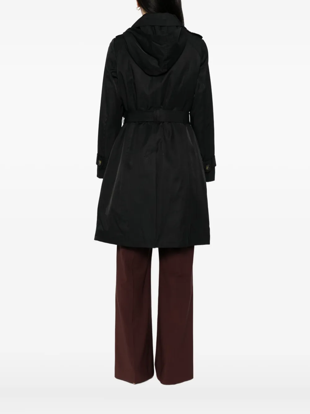 London Fog Trenchcoat met dubbele rij knopen Zwart