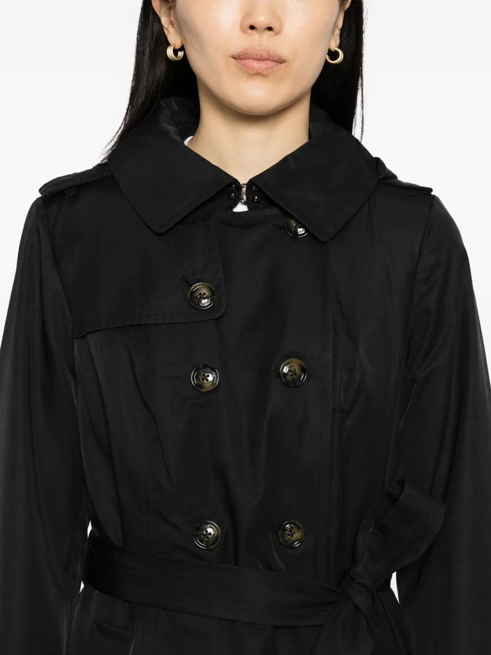 London Fog Trenchcoat met dubbele rij knopen Zwart