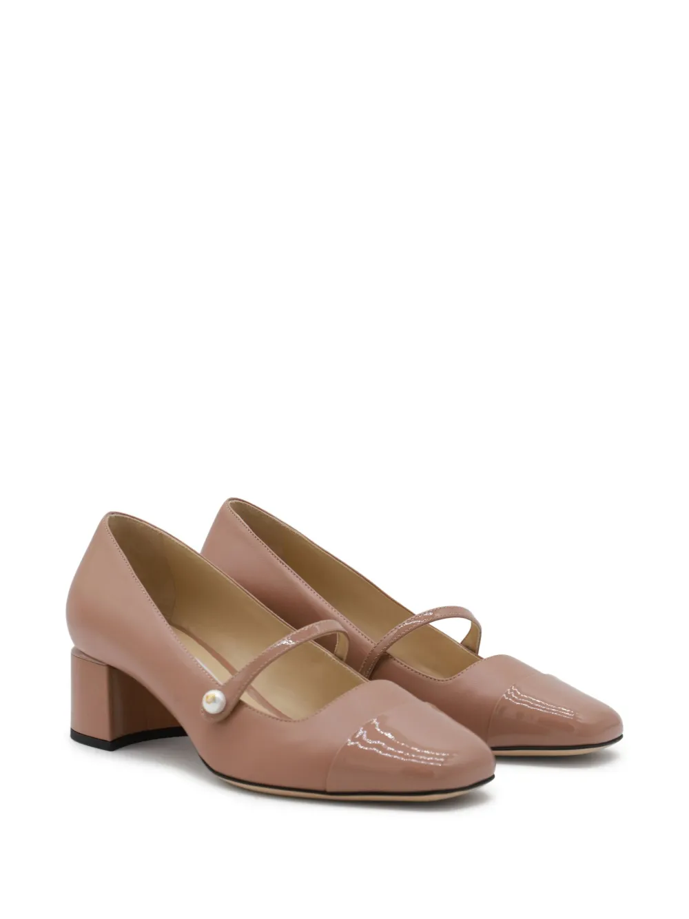 Jimmy Choo 45mm pearl-embellished block-heel pumps Neutrals