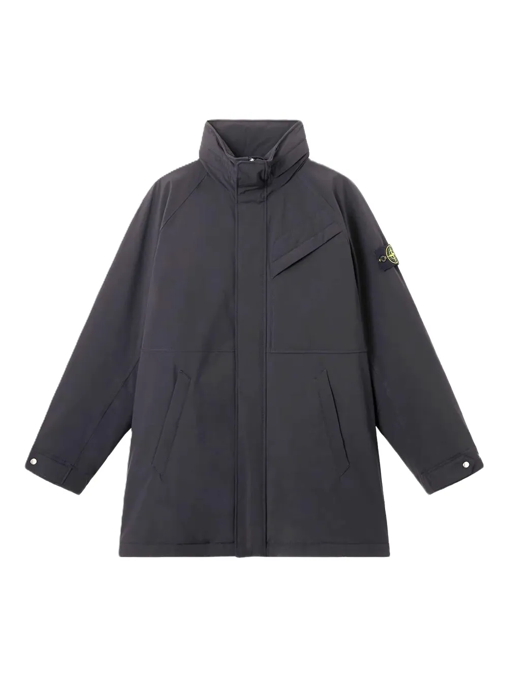 Stone Island high-neck patch-pocket coat Blauw