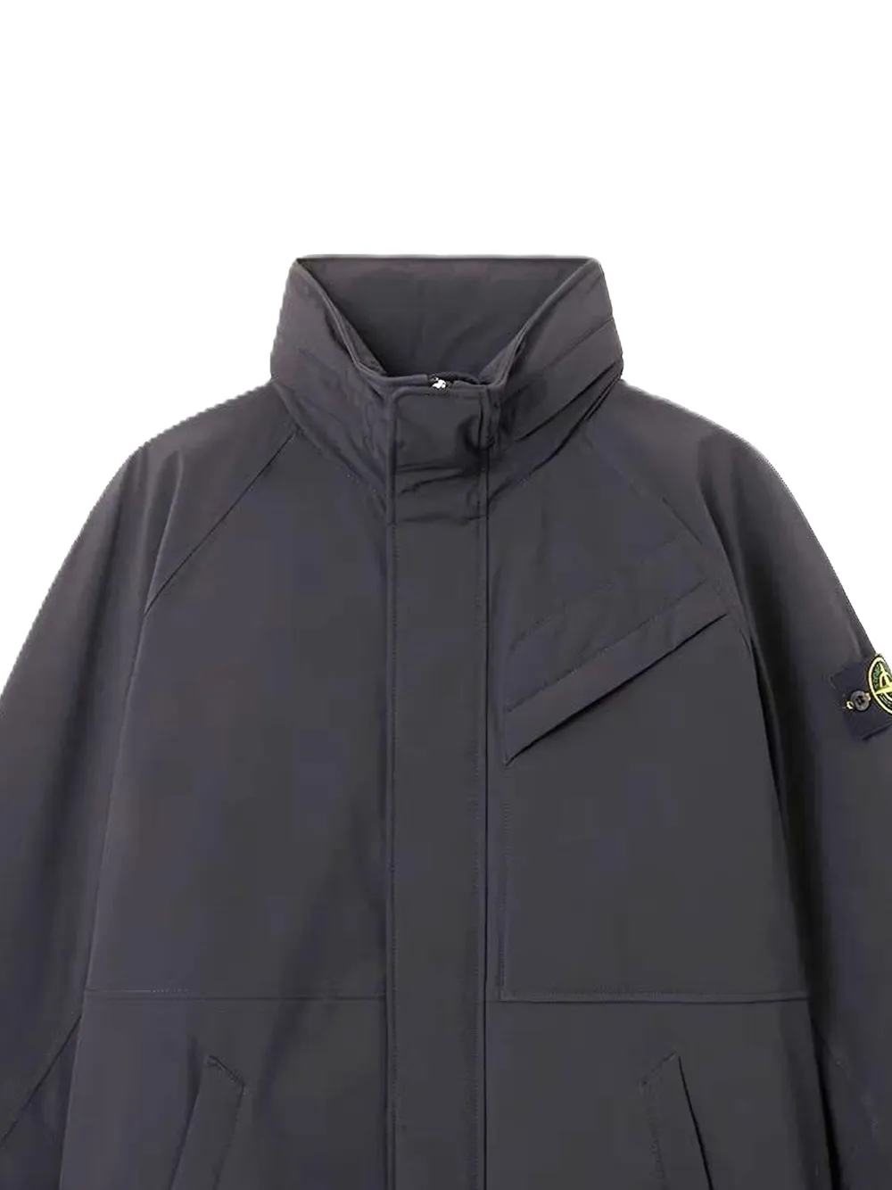 Stone Island Jas met opgestikte zak en hoge hals Blauw