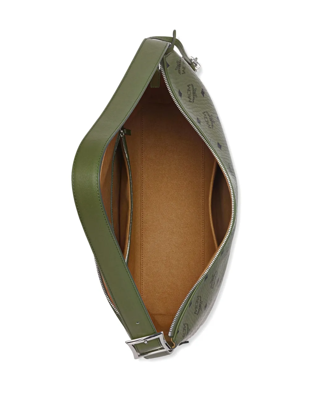 MCM Aren Hobo Visetos grote schoudertas met monogram Groen