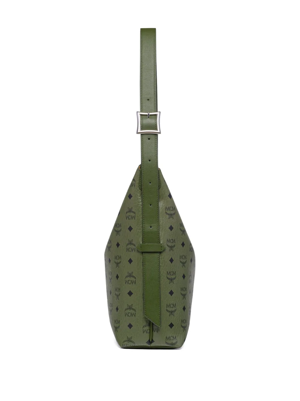 MCM Aren Hobo Visetos grote schoudertas met monogram Groen