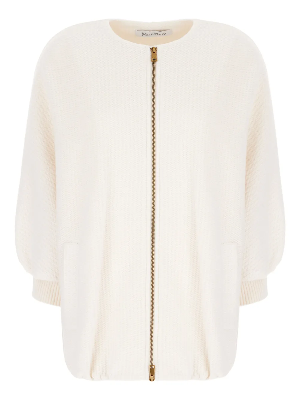 Max Mara Ivory Wool Blend Cardigan In White