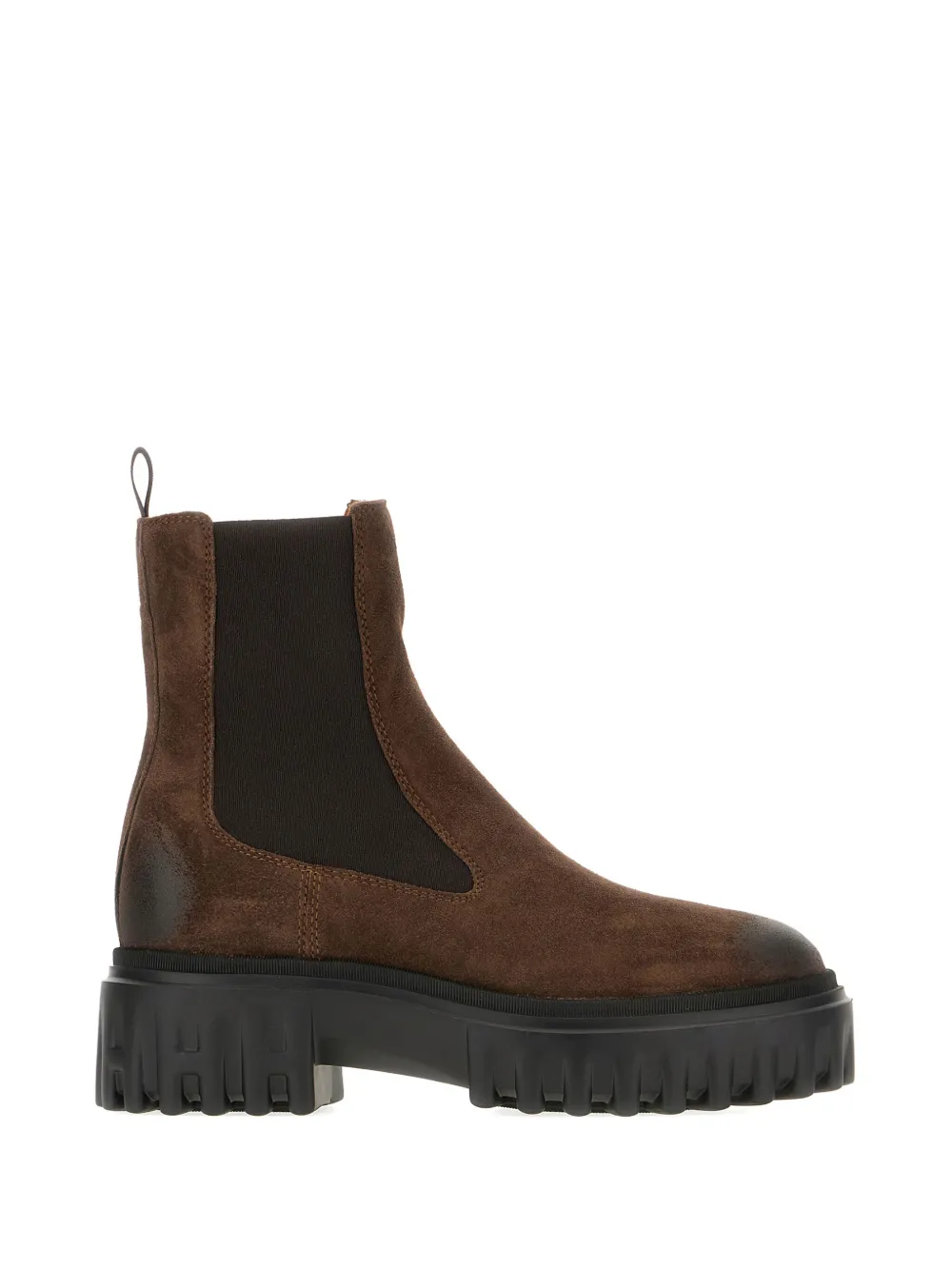 Hogan Chunky Sole Ankle Boots With Elastic Panels In Brown