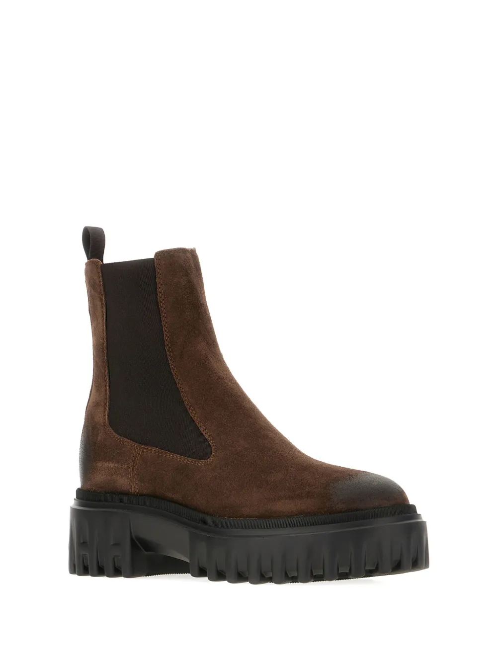 Hogan Chunky Sole Ankle Boots With Elastic Panels In Brown