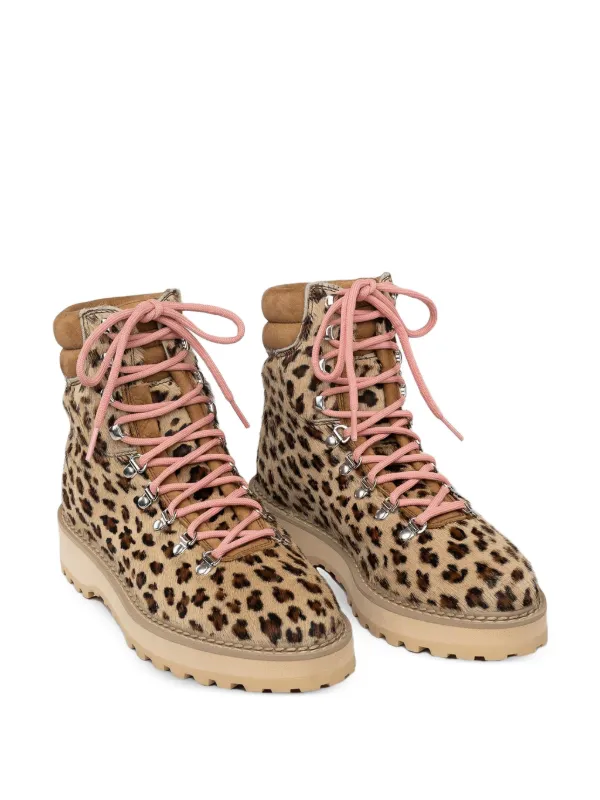 Diemme Monfumo leopard-print lace-up Combat Boots Brown - Main Image