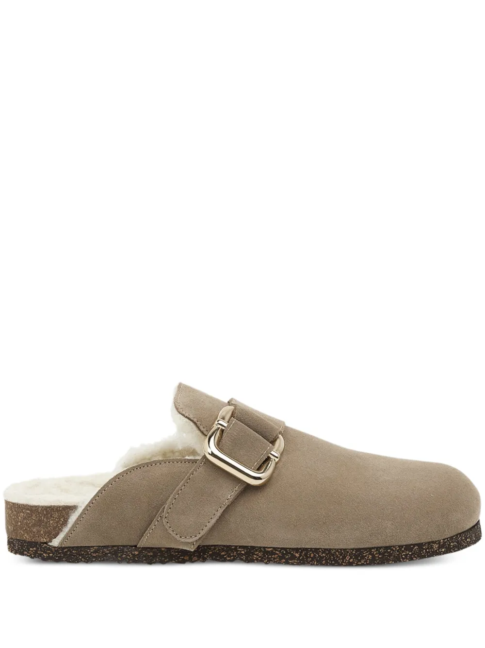 buckle-detail suede mules