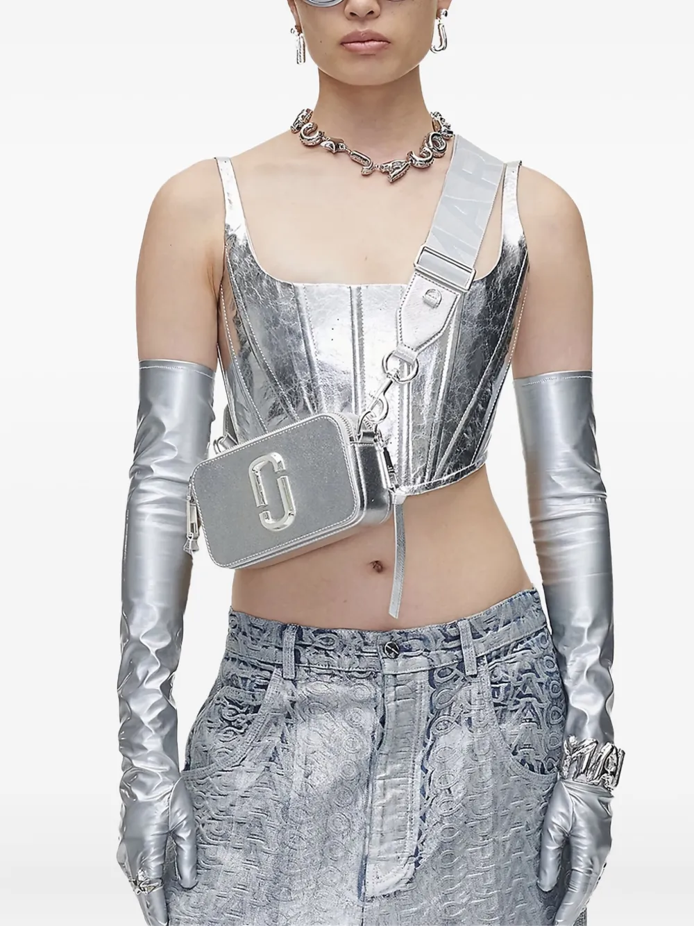 Marc Jacobs The Snapshot metallic cameratas Zilver