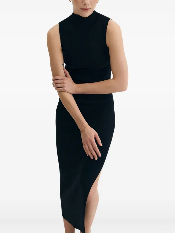 ribbed high neck midi dress All Things Golden - The Luxe Rib High Neck Midi Dress - White