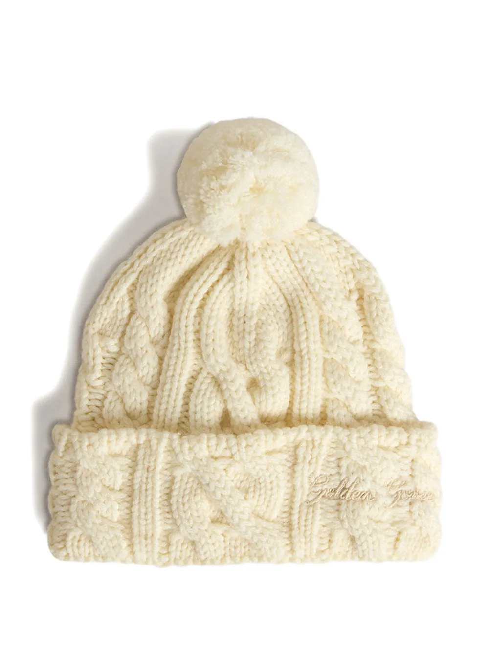 Golden Goose Journey Cable-knit Pompom Beanie In Yellow