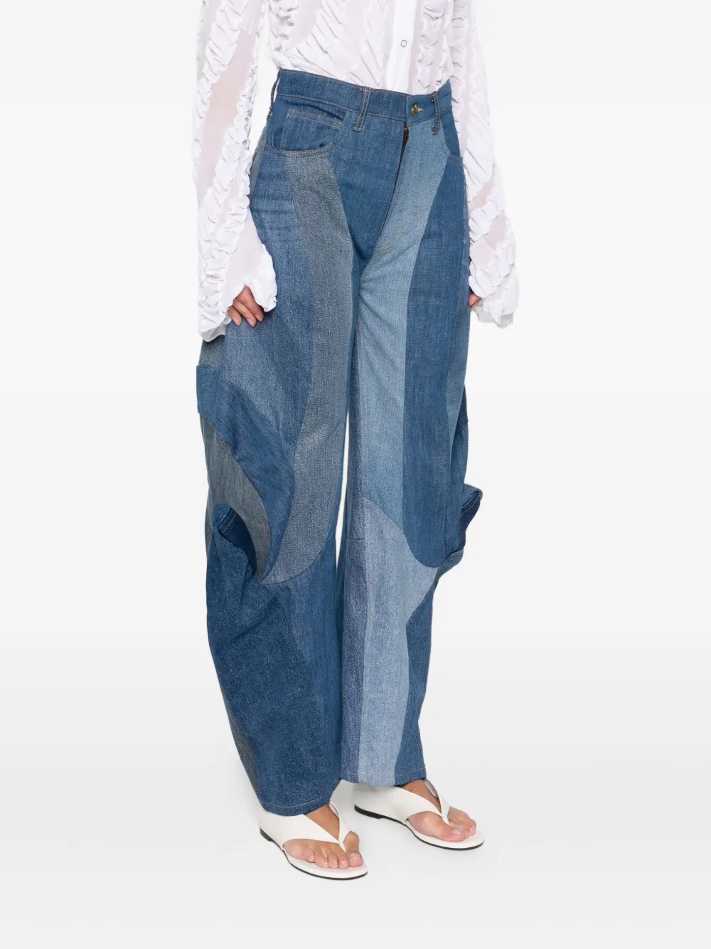 Anni Salonen Patchwork Ruffled Jeans In Multi
