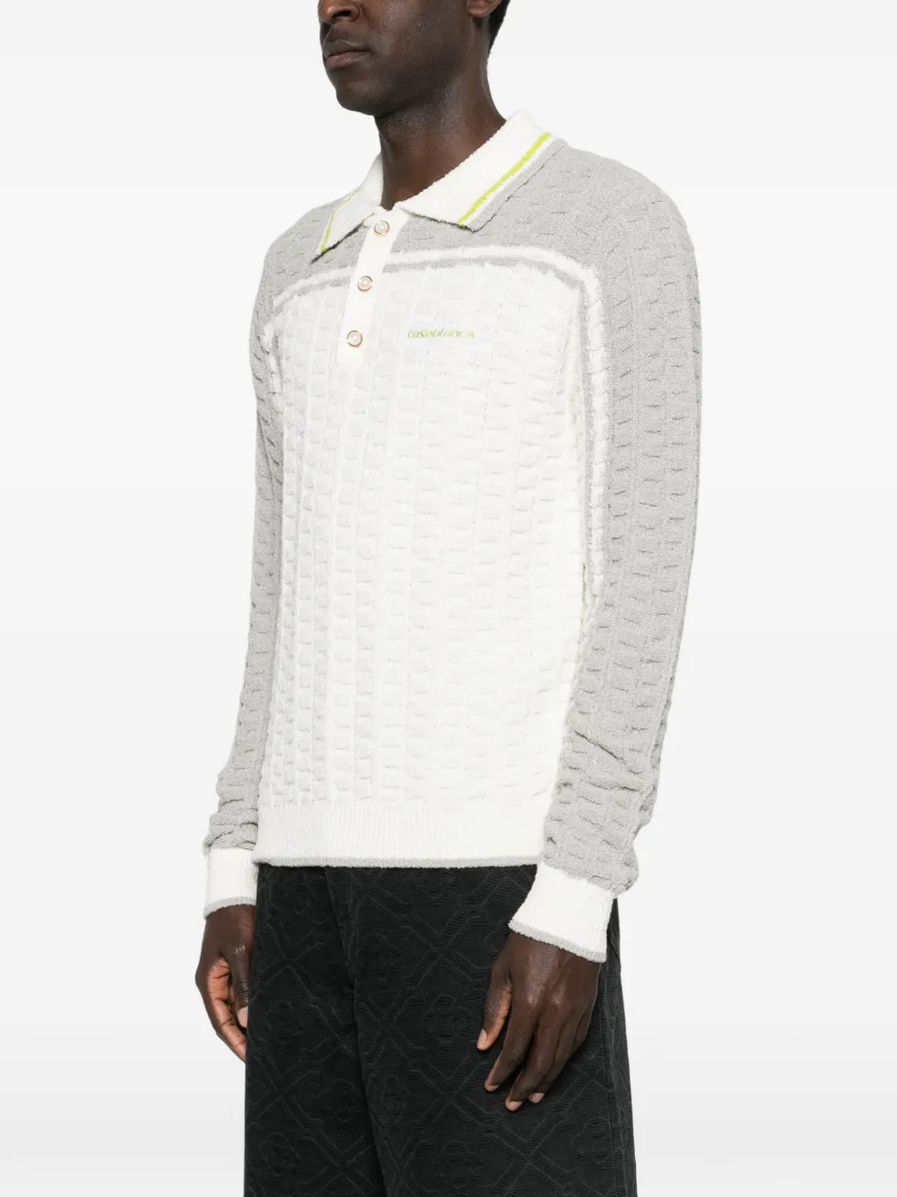 Casablanca Bouclé poloshirt met lange mouwen Wit