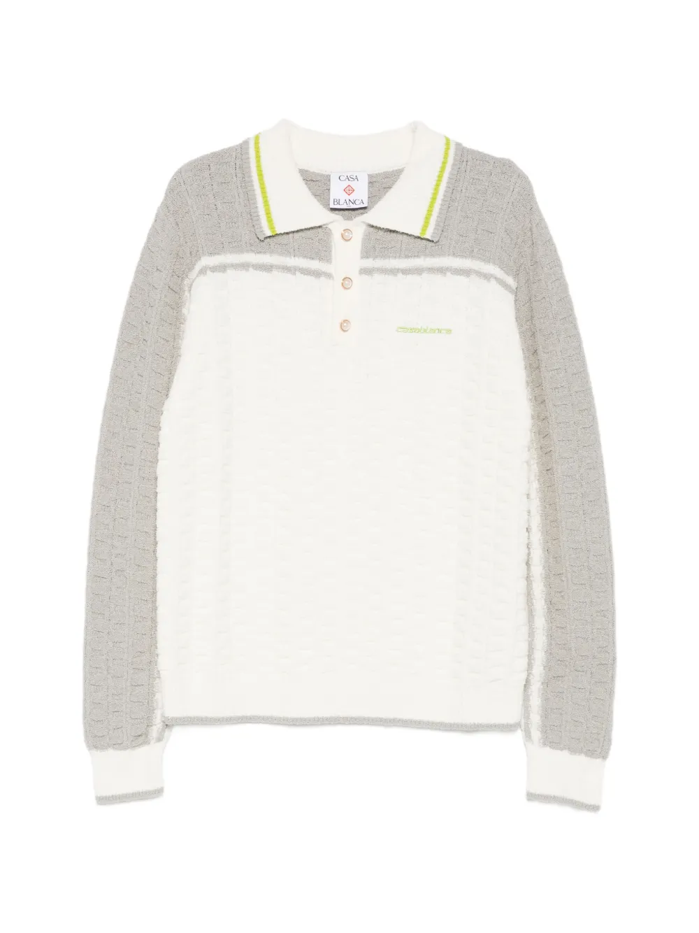 Casablanca long-sleeve boucle polo shirt - Bianco