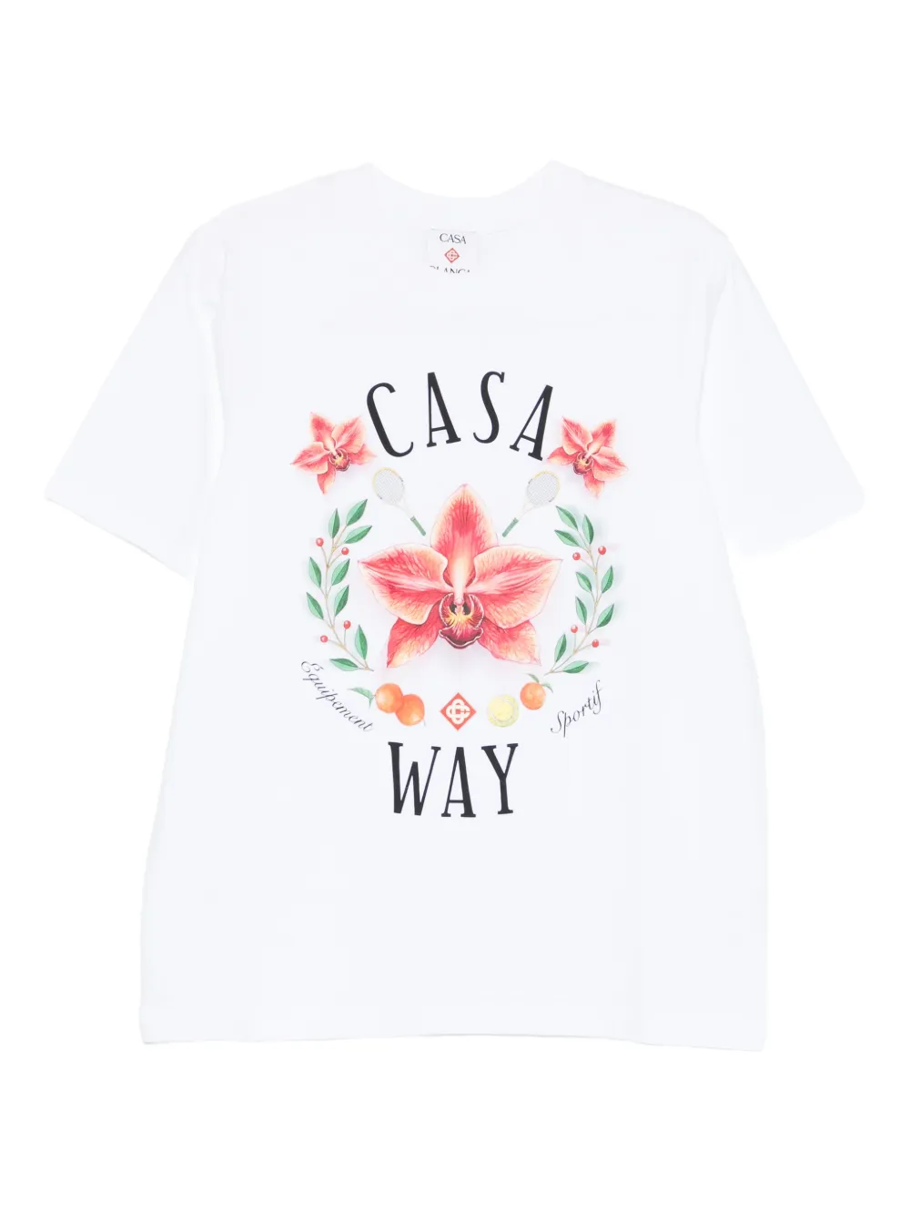 Casablanca Orchid Garden Graphic Relaxed Fit T Shirt In White