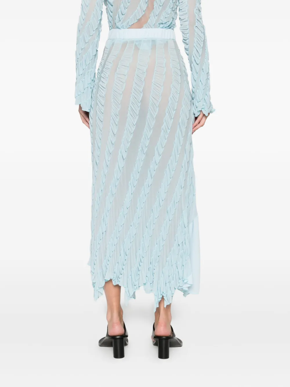 Anni Salonen Rose-detail Ruffled Midi Skirt In Blue