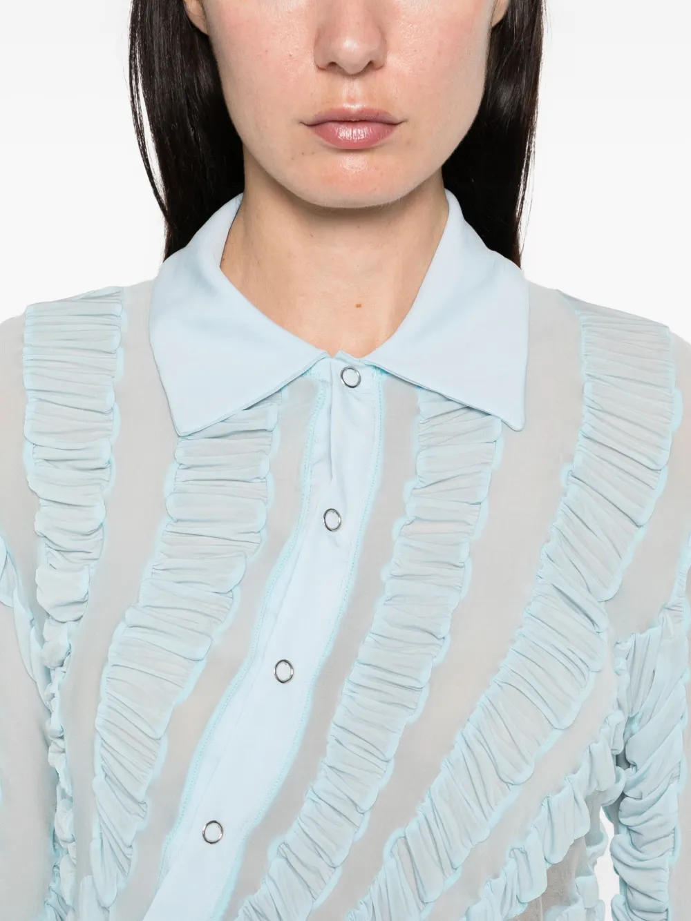 Anni Salonen Twisted Ruffled Shirt In Blue