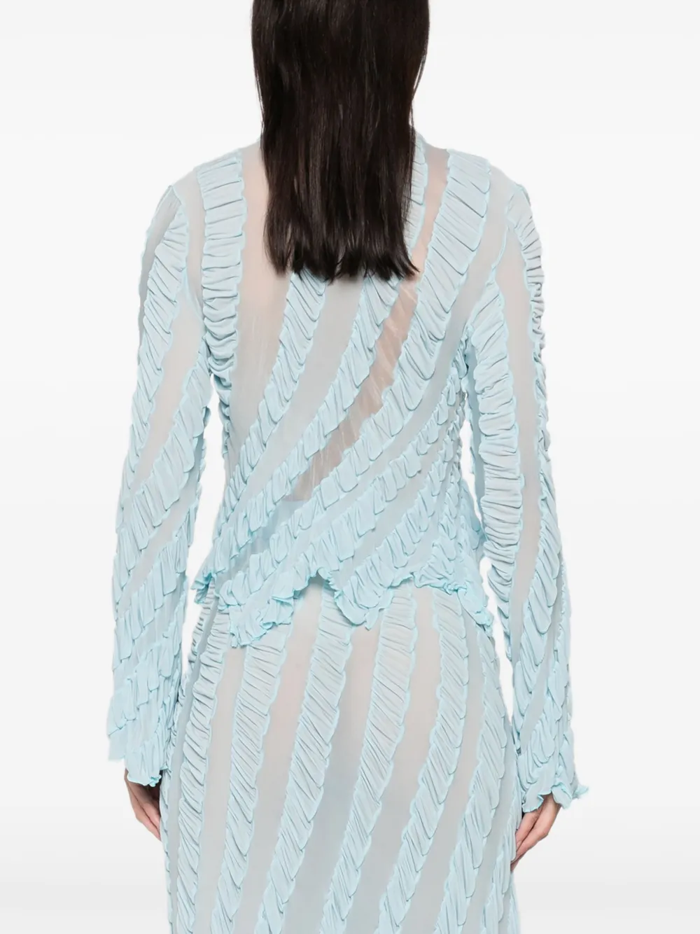 Anni Salonen Twisted Ruffled Shirt In Blue