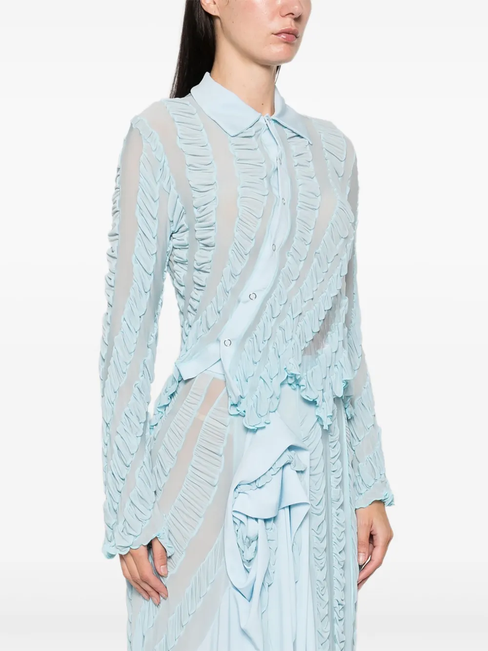 Anni Salonen Twisted Ruffled Shirt In Blue