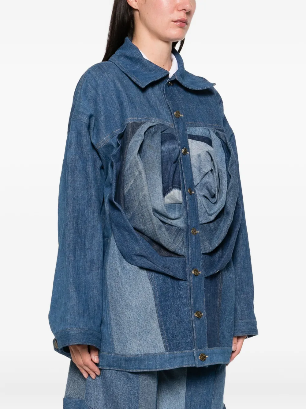 Anni Salonen Rose-detail Button-fastening Jacket In Blue