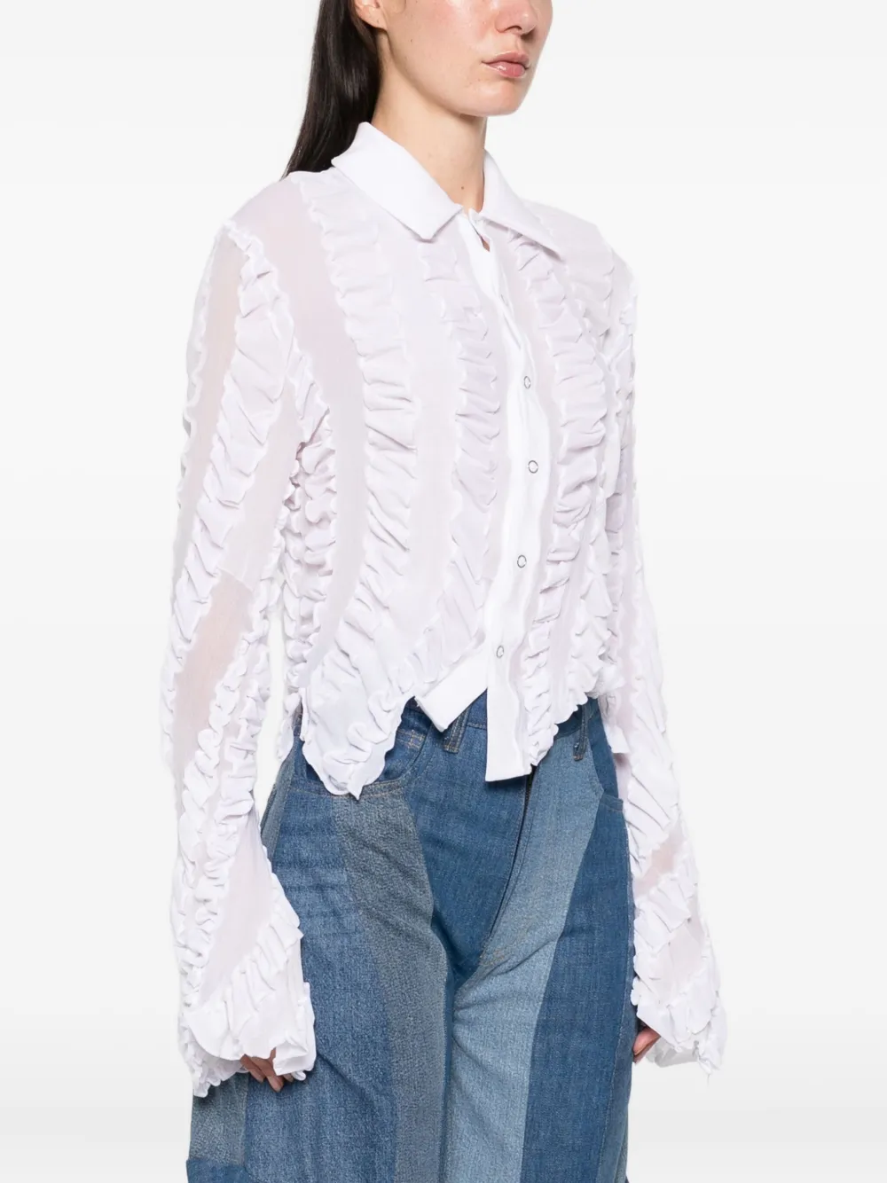 Anni Salonen Twisted Ruffled Shirt In White